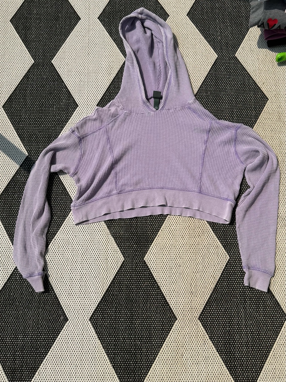 Cropped Lavender Waffle-Knit Hoodie - Women
